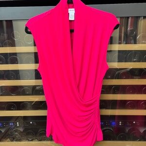 Carmen Marc Valvo Women's fuscia pink sleeveless top wrap front